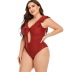 plus size ruffle sleeveless backless hollowed solid color one-piece swimsuit NSJHD124881