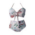 plus size Printing hanging neck Lace-Up High Waist bikini two-piece set NSJHD124888