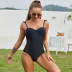 stitching sling backless solid color mesh one-piece swimsuit NSJHD124890