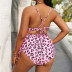 plus size hollow deep V sling lace-up leopard print one-piece swimsuit NSJHD124892