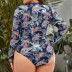 plus size zipper printing long-sleeved sunscreen one-piece swimsuit NSJHD124941