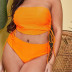 plus size tube top drawstring high waist solid color Tankini two-piece set NSJHD124942