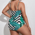 plus size printing hollow lace-up one-piece swimsuit NSJHD124946