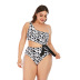 plus size single-shoulder hollow polka dots print one-piece swimsuit NSJHD124949