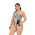 plus size single-shoulder hollow polka dots print one-piece swimsuit NSJHD124949