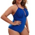 plus size print/solid color hanging neck backless one-piece swimsuit NSJHD124950