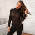 high-neck long-sleeved mesh see-through one-piece underwear NSQMY124966