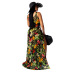 Mesh print sleeveless low-cut high slit Mopping Dress NSFH125021