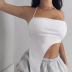 wrap chest hanging neck backless lace-up irregular hem solid color vest NSFH125022