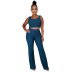 High Bullet Sleeveless high waist slim Solid Color vest and Pants Set NSMYF125024