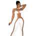 hanging neck backless tight wrap chest stitching solid color mesh Jumpsuit NSMYF125035