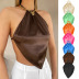 solid color apron halterneck sling top NSLDY125041