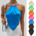 solid color apron halterneck sling top NSLDY125041