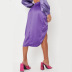 high waist kink irregular solid color satin split zipper sheath long skirt NSLDY125042