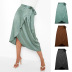 High Waist Stone Jacquard Satin Wrap Lace Up Skirt NSLDY125044