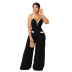 hanging neck low-cut backless wide-leg color matching jumpsuit NSCYF125051