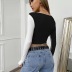 hit color stitching long-sleeved crop t-shirt NSBLS125059