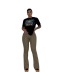 elastic low waist high waist micro-flared solid color trousers NSKFE125061