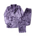 conjunto de pijama de solapa de manga larga de terciopelo de color liso NSMSY125083