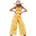 solid color sling wrap chest slim vest and high waist wide-leg pant set NSDF125095