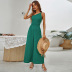 sleeveless sloping shoulders backless wide-leg solid color jumpsuit NSDF125097