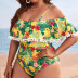 plus size sling ruffles floral one-piece swimsuit NSJHD125115