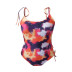 plus size sling low-cut lace-up tie-dye one-piece swimsuit NSJHD125118