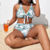 plus size printing lace-up high waist bikini two-piece set NSJHD125125