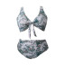 plus size printing lace-up high waist bikini two-piece set NSJHD125125