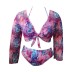 plus size long-sleeved lace-up hanging neck gradient bikini three-piece set NSJHD125126