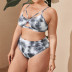 conjunto de dos piezas de bikini con degradado de tinte anudado de cintura alta con cabestrillo de talla grande NSJHD125131