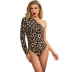 leopard print strapless single-sleeve jumpsuit NSQMY125139