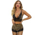 leopard print suspenders lace embroidery stitching 2-piece underwear set NSQMY125149