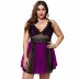 plus size mesh see-through deep V-neck sling lace nightdress with panties NSQMY125158