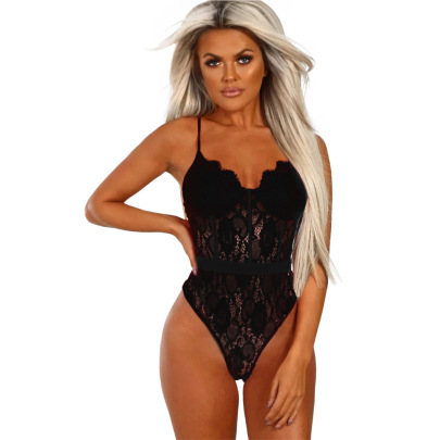 V-neck Lace Bottoming Printed Seamless Suspender One-piece Underwear NSQMY125174