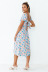 short sleeve square neck backless lace-up slit floral dress NSJRM125246