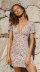 v-neck short-sleeved slim small slit floral dress NSJRM125249