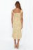 split square neck short-sleeved backless floral dress NSJRM125251