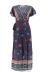 bohemian v-neck split short sleeve lace-up flower print dress NSJRM125254