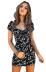 short-sleeved wrap chest lace-up slim floral dress NSJRM125255