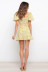 square neck short puff sleeve slim ruffle floral dress NSJRM125260