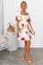 square neck short puff sleeve flower print dress NSJRM125269