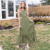 backless lace-up sleeveless large swing polka dot dress NSHYG125287