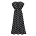 V-neck ruffle sleeve slim long polka dot dress NSHYG125288