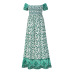 short-sleeved one-word shoulder long floral dress NSHYG125289