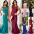 sleeveless tight backless ruffle fishtail solid color prom dress NSHYG125291