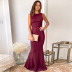 sleeveless tight backless ruffle fishtail solid color prom dress NSHYG125291