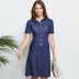 imitation denim button slim short-sleeved lapel dress NSHYG125293