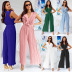 pleated solid color wide-leg V-neck sleeveless ruffle lace-up jumpsuit (multicolor) NSHYG125297
