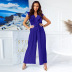 pleated solid color wide-leg V-neck sleeveless ruffle lace-up jumpsuit (multicolor) NSHYG125297